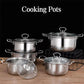 BIG 5PCS STAINLESS STEEL COOKWARE HOB STOCKPOT POT CASSEROLE SET WITH GLASS LIDS
