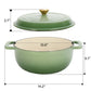 Cast Iron 6QT Cookware Gradient Green With Two Silicone Gloves Enameled Pot