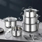 BIG 5PCS STAINLESS STEEL COOKWARE HOB STOCKPOT POT CASSEROLE SET WITH GLASS LIDS