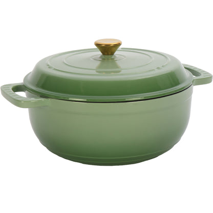 Cast Iron 6QT Cookware Gradient Green With Two Silicone Gloves Enameled Pot