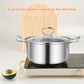 BIG 5PCS STAINLESS STEEL COOKWARE HOB STOCKPOT POT CASSEROLE SET WITH GLASS LIDS